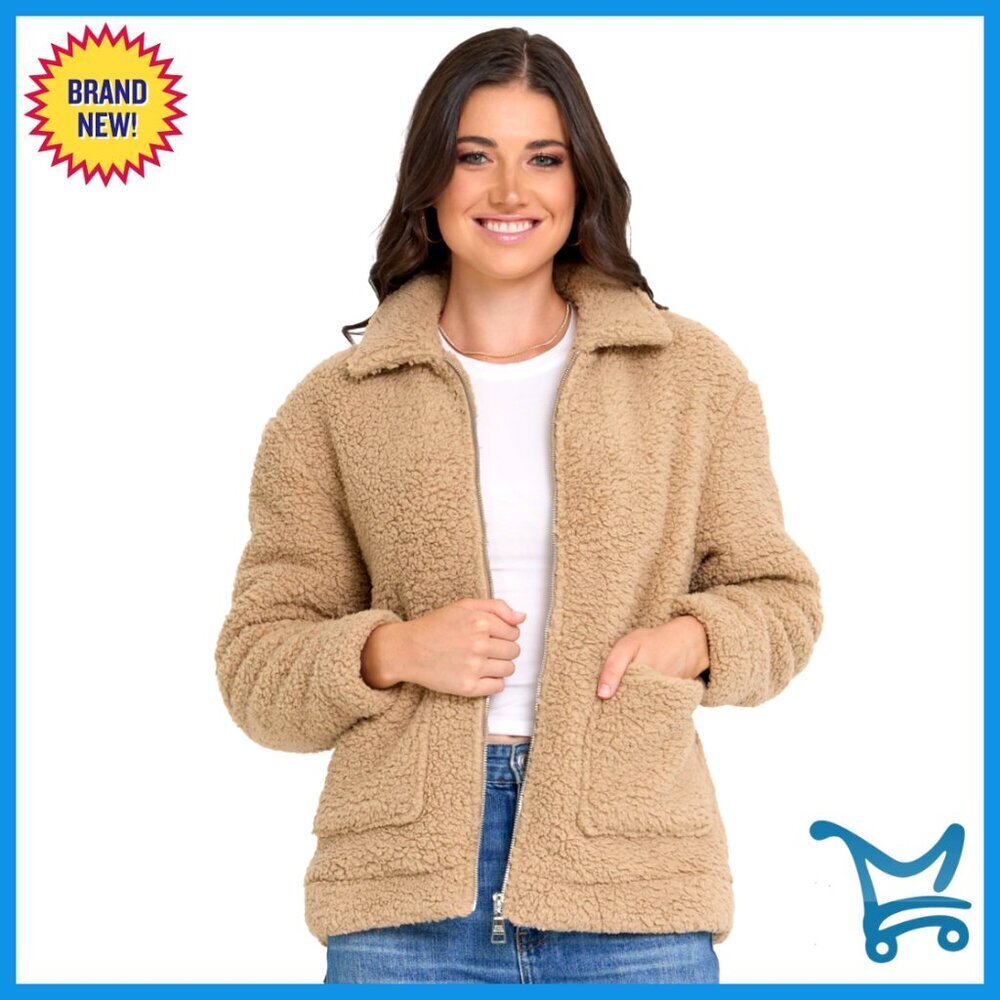 Oversized Sherpa Jacket Faux Fur Winter Coat Women Plus Size XS-3X